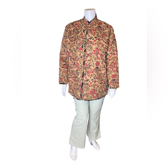 NWT Koos of Course Jacket Reversible Red Floral Silk Lightweight Quilted Blazer - Picture 2 of 12